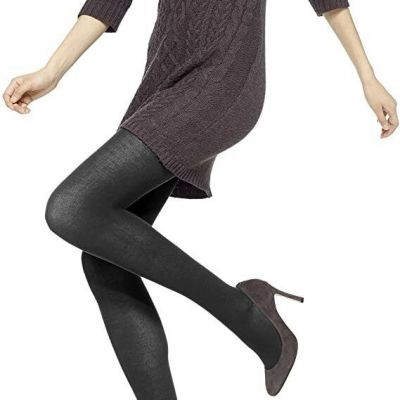 No Nonsense Flat Knit Sweater Winter Tights, Black, 2 Sizes (S, L) Available